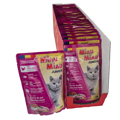 MIAU ПАУЧ за малко коте Пиле 100гр-20бр+4подарък