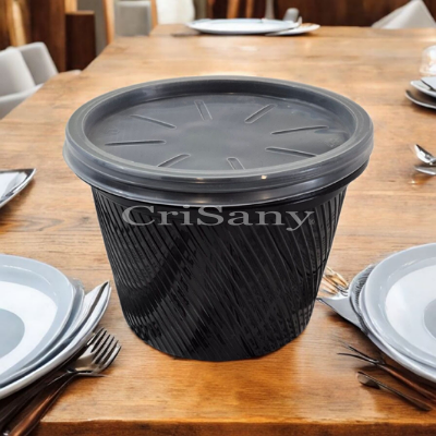 Кутия супа РР черна 500 мл  Ripple /50 бр/