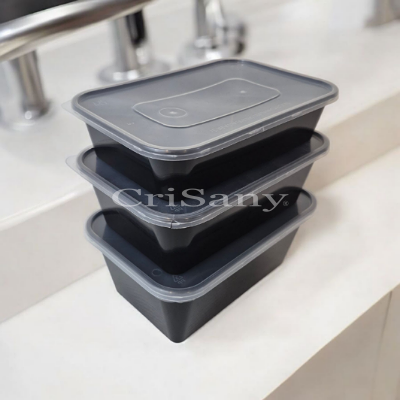 Кутия  Л термо черна 750мл с прозр. кап./50 бр./