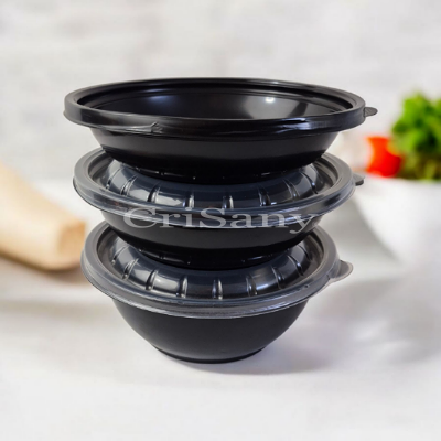 Кутия салата кр. черна 750мл с прозр. к-к 50 бр.