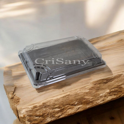 Кутия за суши РЕТ 216/136 прав.черна+кап/100бр./