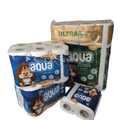 Тоалетна хартия 3 пластова Aqua 4 бр./пак.