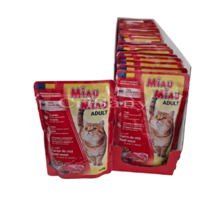 MIAU ПАУЧ за котки Говеждо 100гр - 20бр+4подарък