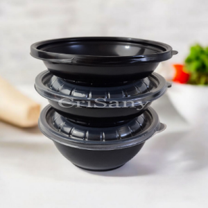 Кутия салата кр. черна 750мл с прозр. к-к 50 бр.